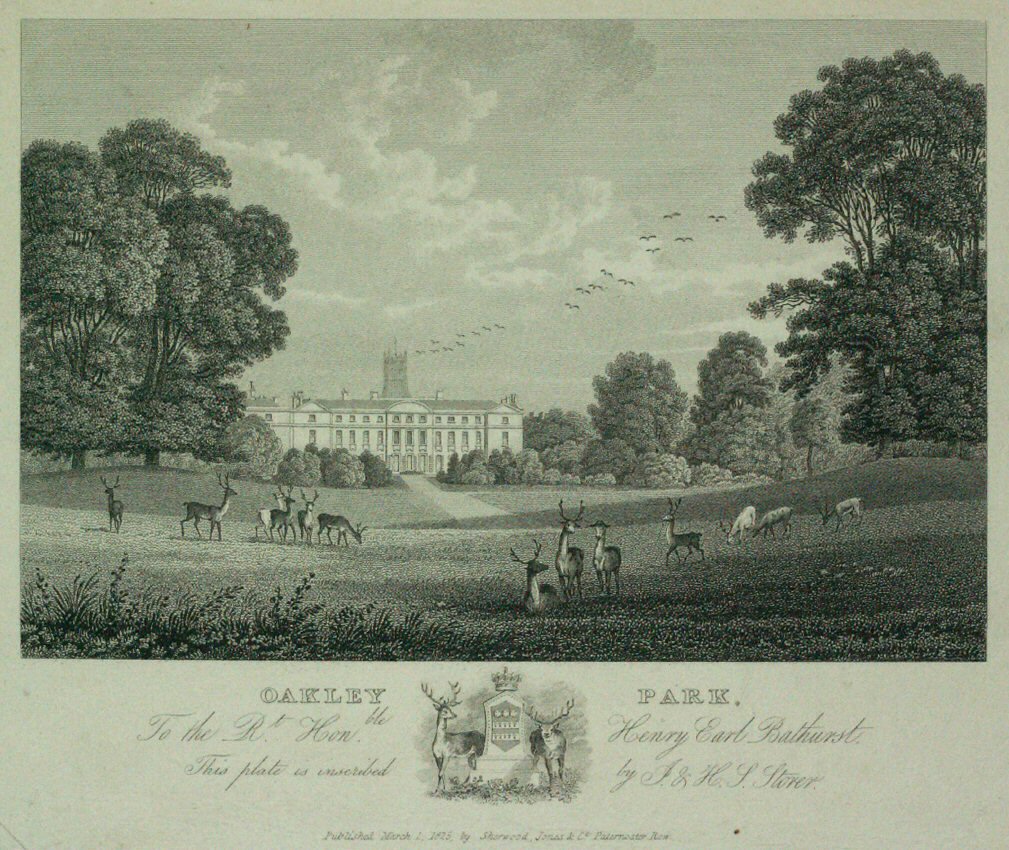 Print - Oakley Park. To the Right Honble Henry Earl Bathurst - Storer